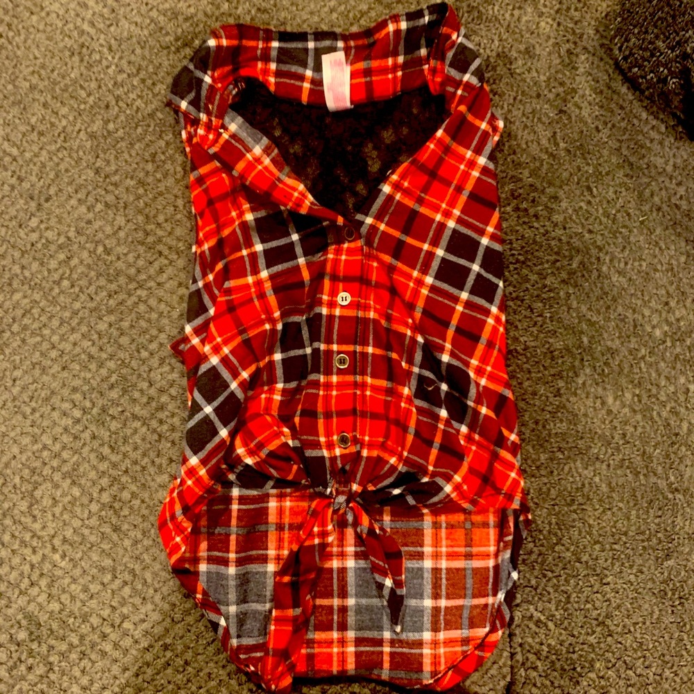 Plaid tye front tank